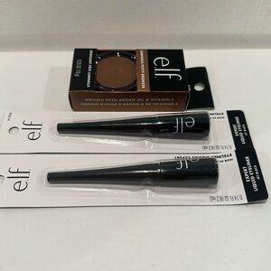 E.L.F Makeup bundle of 2 Liquid Eyeliners and 1Luminous Putty Bronzer w/Argan.
